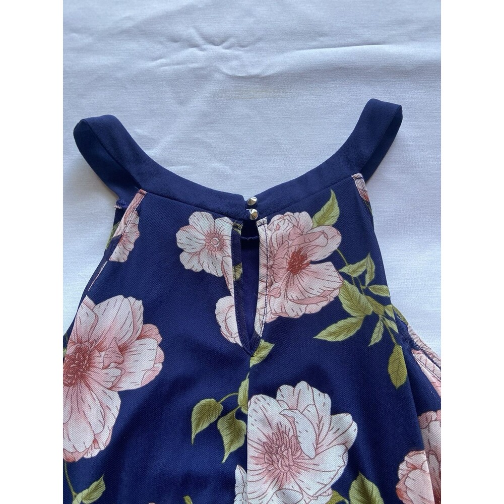 Naïf Open Shoulder Floral Blouse Choker Neck Sz Large Lined Cinched Waist - Picture 9 of 9